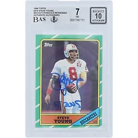 V106832 Bucs Steve Young Tampa Bay Buccaneers Carte de recrue autographiée Topps #374 Beckett Fanatics Witnessed 7/10 avec inscription "HOF 2005" Steve Young AUT TPP TRADING CARDS 45666 AUTTRC CA01F06942 #25