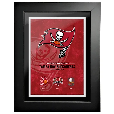 Tampa Bay Buccaneers - Tableau encadré « Logos et Histoire » (45,7 x 61 cm)