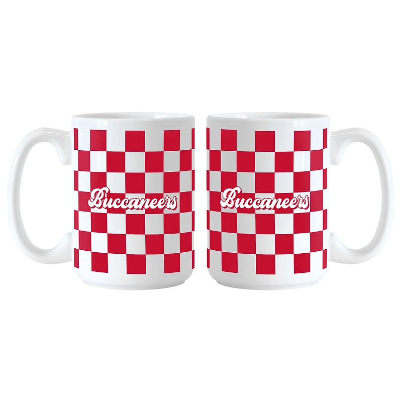 Lot de 2 tasses à motif de damier de 15 oz des Buccaneers de Tampa Bay