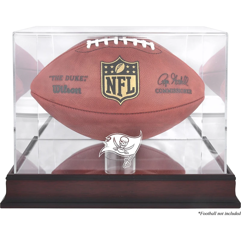 Vitrine de présentation du logo de football des Buccaneers de Tampa Bay en acajou avec dos miroir