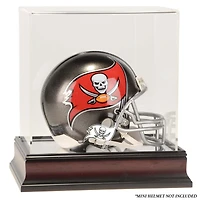 Vitrine de présentation pour mini casque avec logo en acajou des Buccaneers de Tampa Bay
