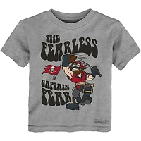 T-shirt gris chiné pour enfant Mitchell & Ness, mascotte du capitaine des Tampa Bay Buccaneers