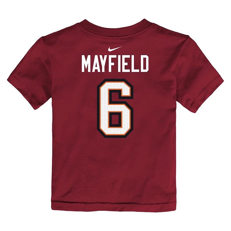 T-shirt Nike Baker Mayfield rouge pour tout-petit avec nom et numéro de joueur des Tampa Bay Buccaneers