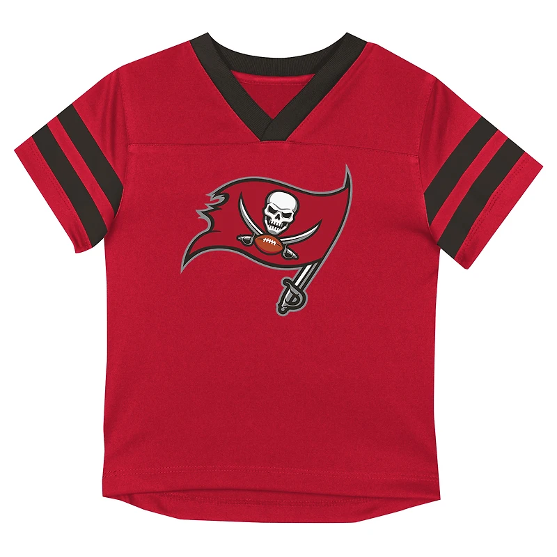 Toddler Outerstuff Red/Pewter Tampa Bay Buccaneers Red Zone V-Neck T-Shirt & Pants Set