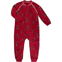 Pull rouge à imprimé intégral raglan et zip pour tout-petits des Buccaneers de Tampa Bay