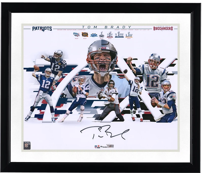 Tom Brady New England Patriots & Tampa Bay Buccaneers Autographed 16" x 20" 7-Time Super Bowl Champion Alternate Collage