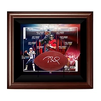 Tom Brady Tampa Bay Buccaneers 28" x 25" x 8" Record de verges par la passe de tous les temps de la NFL Shadowbox avec ballon de football professionnel Duke autographié