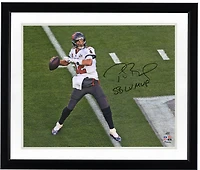 Tom Brady Tampa Bay Buccaneers Autographed 16'' x 20'' Super Bowl LV Champions Super Bowl LV Action Photograph with ''LV MVP'' Inscription