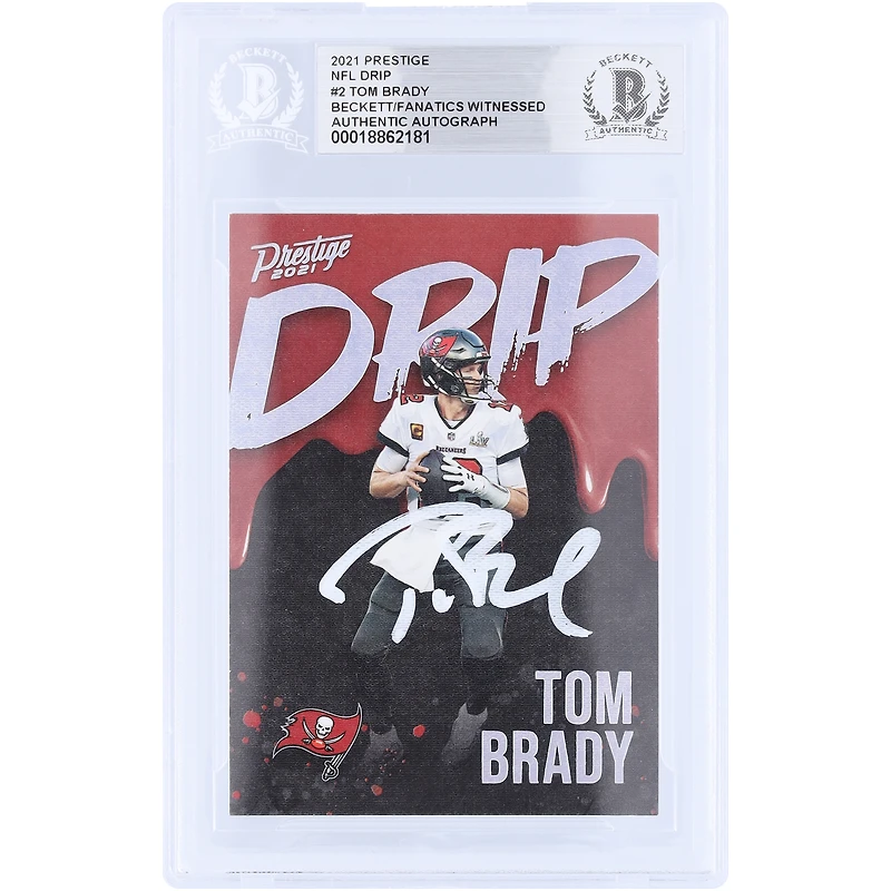 Carte authentifiée par Tom Brady (Tampa Bay Buccaneers) - Panini Prestige Drip White Ink 2021 #ND-TB - Beckett Fanatics Witnessed