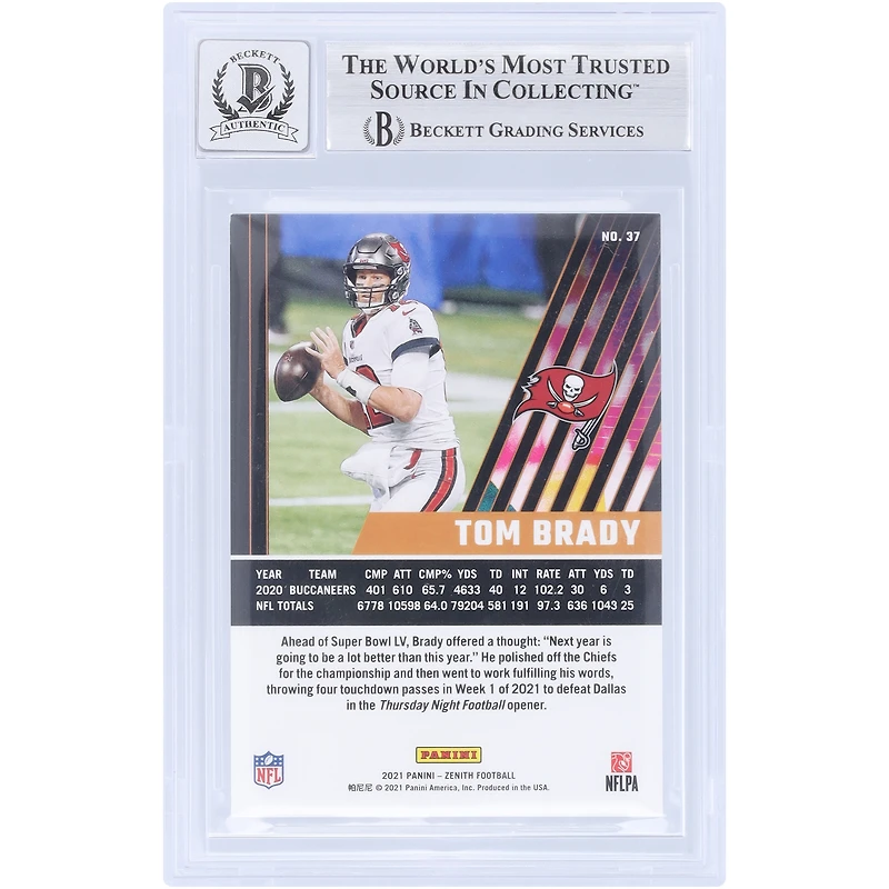 Tom Brady Tampa Bay Buccaneers Autographed 2021 Panini Zenith Artist Proof Gold #37 #5/10 Beckett Fanatics Witnessed Authenticated 10 Card