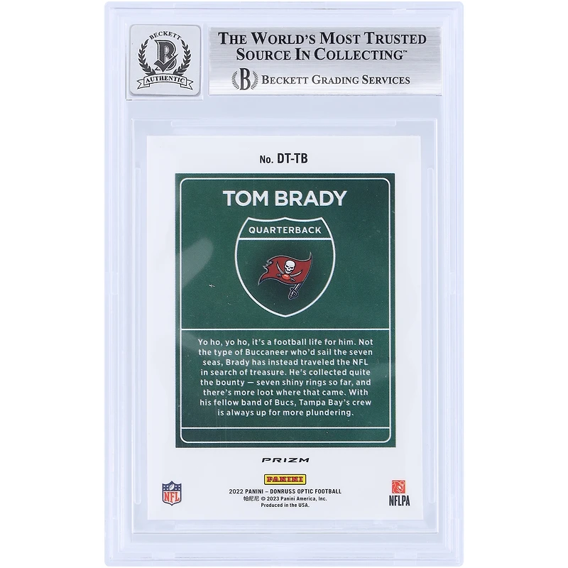Tom Brady Tampa Bay Buccaneers Autographed 2022 Panini Donruss Optic Downtown #DT-TB Beckett Fanatics Witnessed Authenticated 9/10 Card