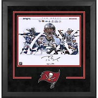 Collage alternatif autographié de luxe encadré de 16" x 20" de Tom Brady, sept fois champion du Super Bowl, des Buccaneers de Tampa Bay