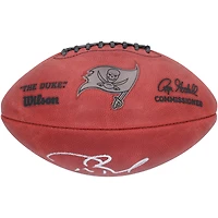 Ballon de football Duke Game avec logo métallique autographié par Tom Brady des Buccaneers de Tampa Bay