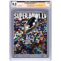 Programme du Super Bowl LV authentifié CGC 9.2, signé par Tom Brady (Tampa Bay Buccaneers), daté du 7 février 2021.