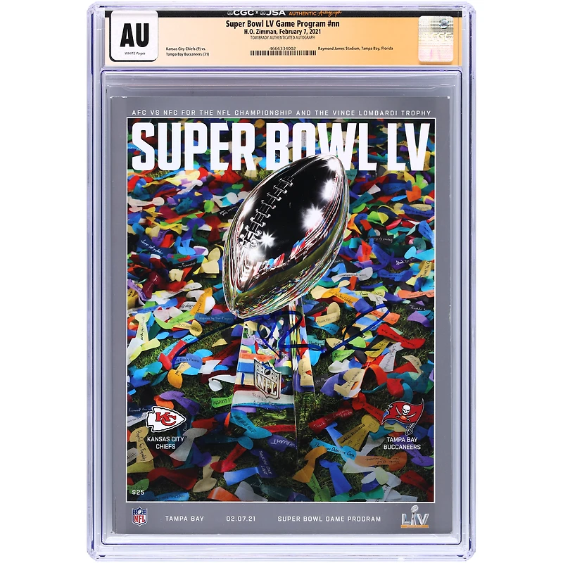 Tom Brady Tampa Bay Buccaneers Autographed Super Bowl LV CGC Authenticated Program from February 7
