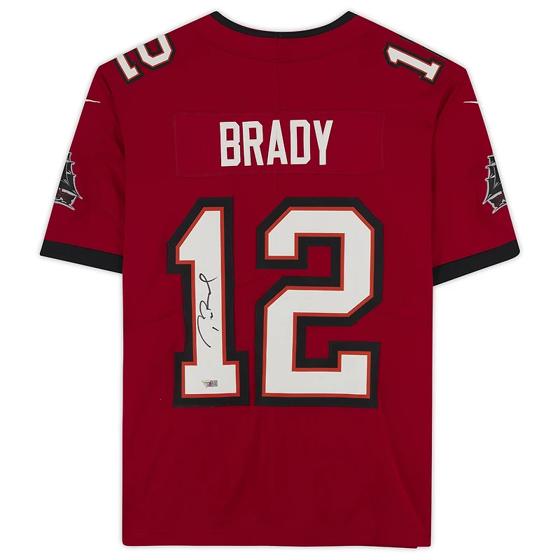 Maillot Nike rouge dédicacé par Tom Brady des Tampa Bay Buccaneers pour le Super Bowl LV Champions