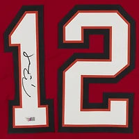Maillot Nike rouge dédicacé par Tom Brady des Tampa Bay Buccaneers pour le Super Bowl LV Champions