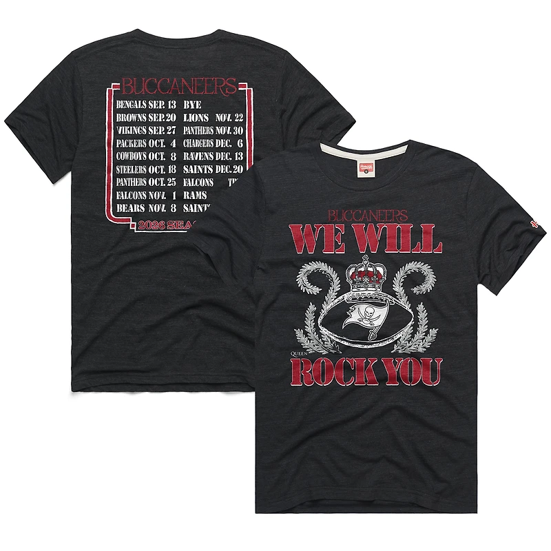 Unisex Homage Charcoal Tampa Bay Buccaneers 2026 NFL Schedule Queen Tri-Blend T-Shirt