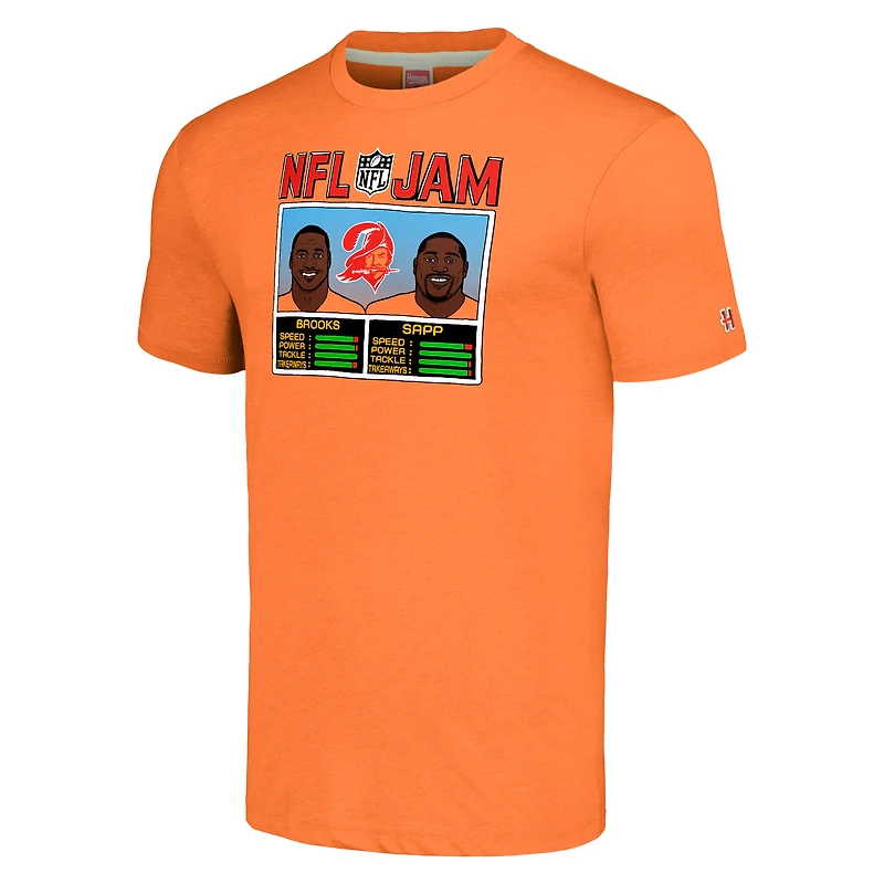 T-shirt unisexe hommage Derrick Brooks et Warren Sapp Orange Tampa Bay Buccaneers NFL Jam Retired Tri-Blend