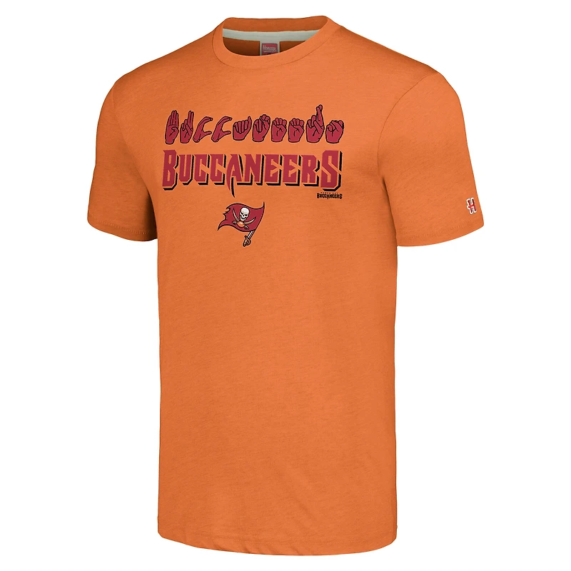 T-shirt unisexe orange hommage aux Buccaneers de Tampa Bay en langue des signes américaine