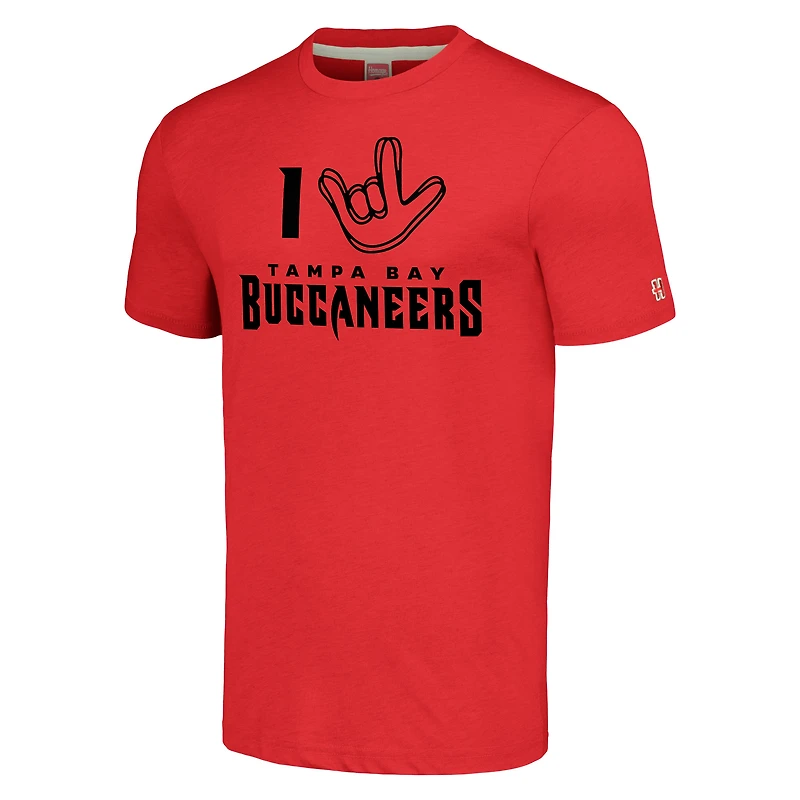 Hommage unisexe aux Buccaneers de Tampa Bay rouges La collection NFL ASL par Love Sign T-shirt triple mélange