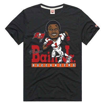 T-shirt unisexe Hommage à Rueben Bain Jr., Tampa Bay Buccaneers, couleur anthracite, avec caricature du joueur et motif tri-blend