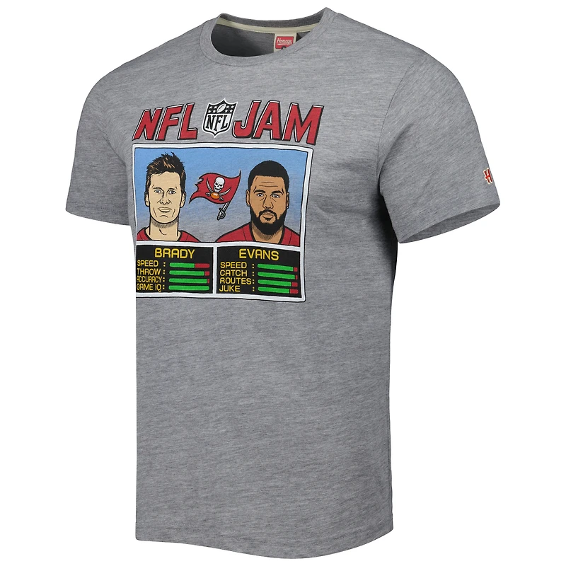 Unisex Homage Tom Brady & Mike Evans Heather Gray Tampa Bay Buccaneers NFL Jam Tri-Blend T-Shirt
