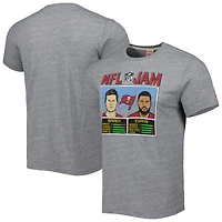 T-shirt unisexe hommage à Tom Brady et Mike Evans, gris chiné, Tampa Bay Buccaneers, NFL Jam, mélange de trois matières