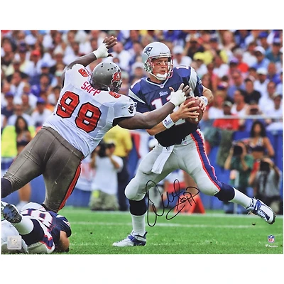 Photo dédicacée de Warren Sapp (Tampa Bay Buccaneers) - 40,6 x 50,8 cm (16 x 20 pouces) - Sack contre les New England Patriots