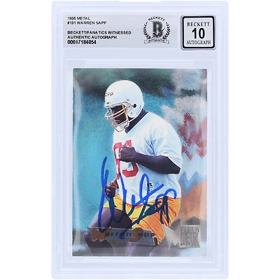 Warren Sapp Tampa Bay Buccaneers Autographed 1995 Fleer Metal #191 Beckett Fanatics Witnessed Authenticated 10 Rookie Card
