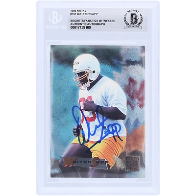 Warren Sapp Tampa Bay Buccaneers Autographed 1995 Fleer Metal #191 Beckett Fanatics Witnessed Authenticated Rookie Card