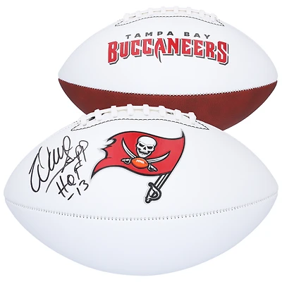 Ballon de football Franklin White Panel autographié par Warren Sapp des Tampa Bay Buccaneers avec l'inscription « HOF 13 »