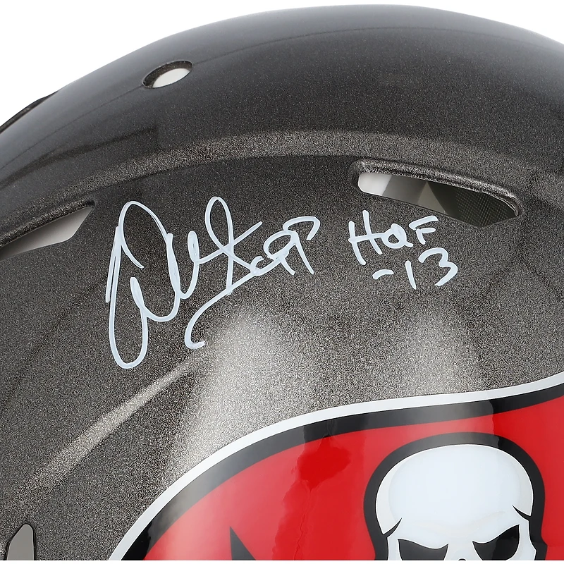 Casque Riddell Speed ​​authentique autographié par Warren Sapp des Tampa Bay Buccaneers avec inscription « HOF 13 »
