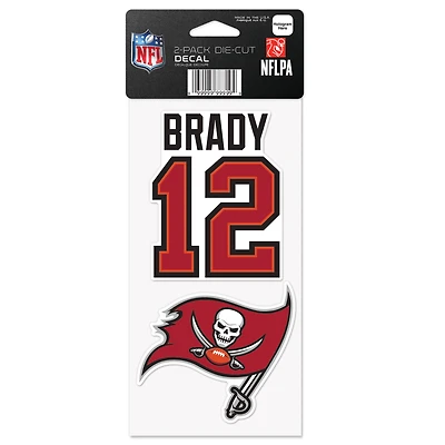 WinCraft Tom Brady Tampa Bay Buccaneers Perfect Cut Lot de 2 joueurs – Lot de décalcomanies