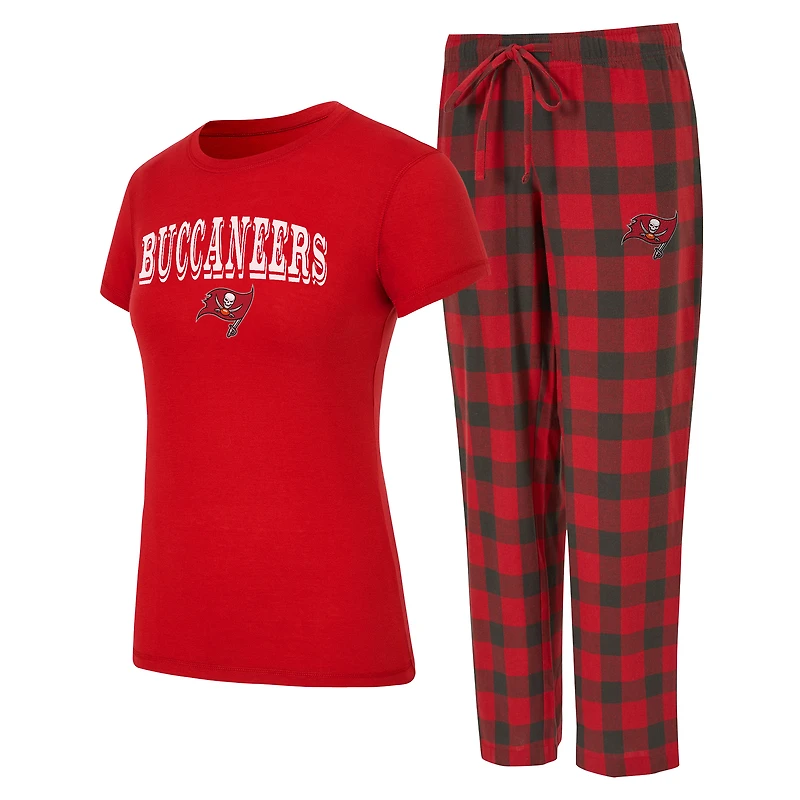 Ensemble pyjama en flanelle rouge/étain pour femme Concepts Sport Tampa Bay Buccaneers Avondale avec t-shirt et pantalon