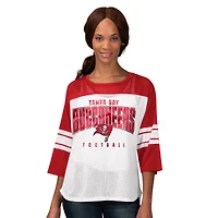 Women's G-III 4Her by Carl Banks  Red Tampa Bay Buccaneers First Team 3/4-Sleeve Mesh T-Shirt
