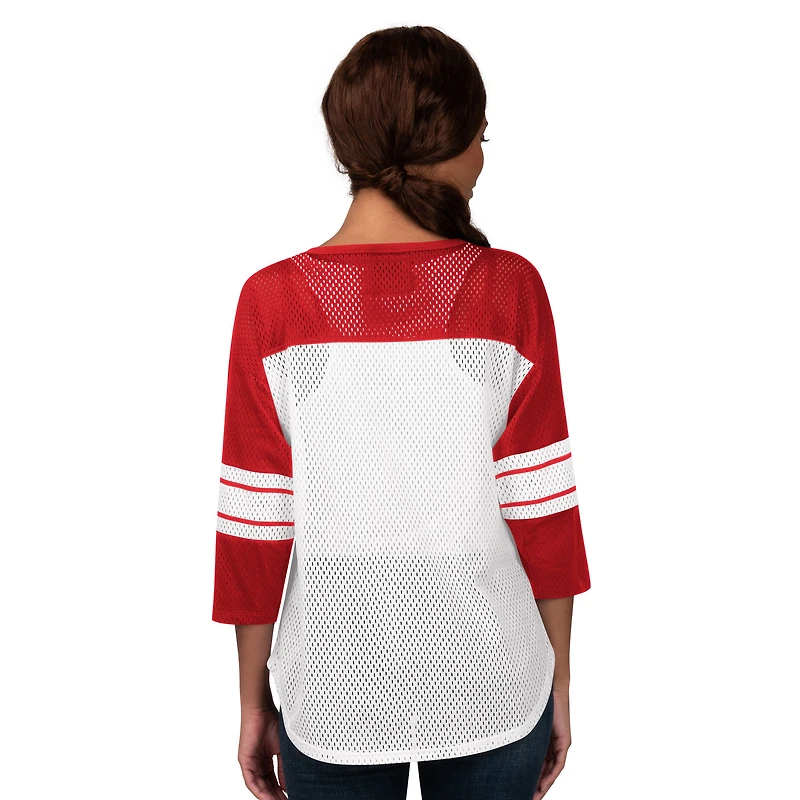 Women's G-III 4Her by Carl Banks  Red Tampa Bay Buccaneers First Team 3/4-Sleeve Mesh T-Shirt