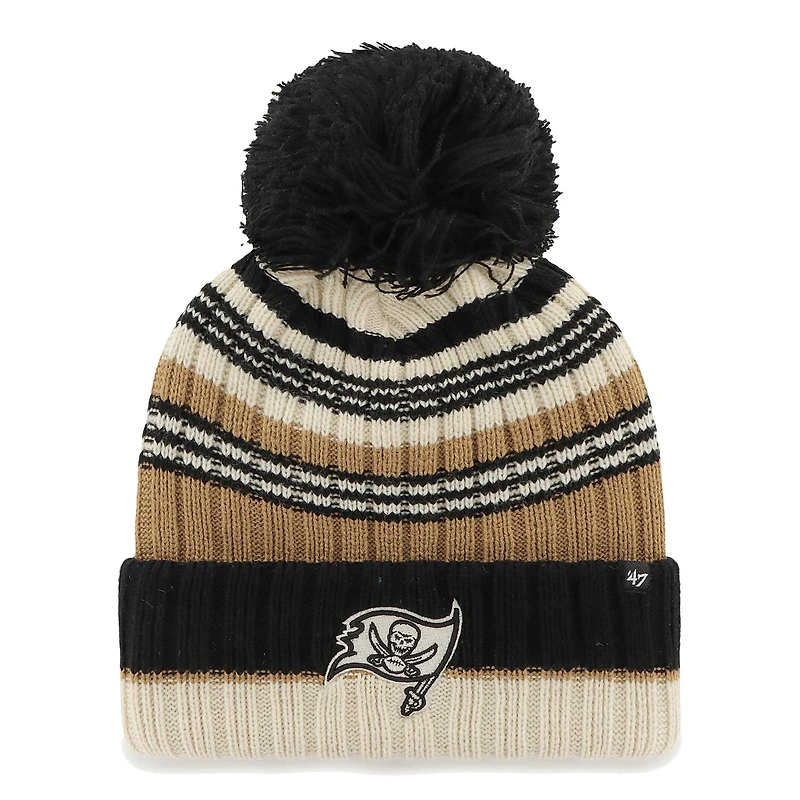 Women's '47 Natural Tampa Bay Buccaneers Barista Cuffed Knit Hat with Pom