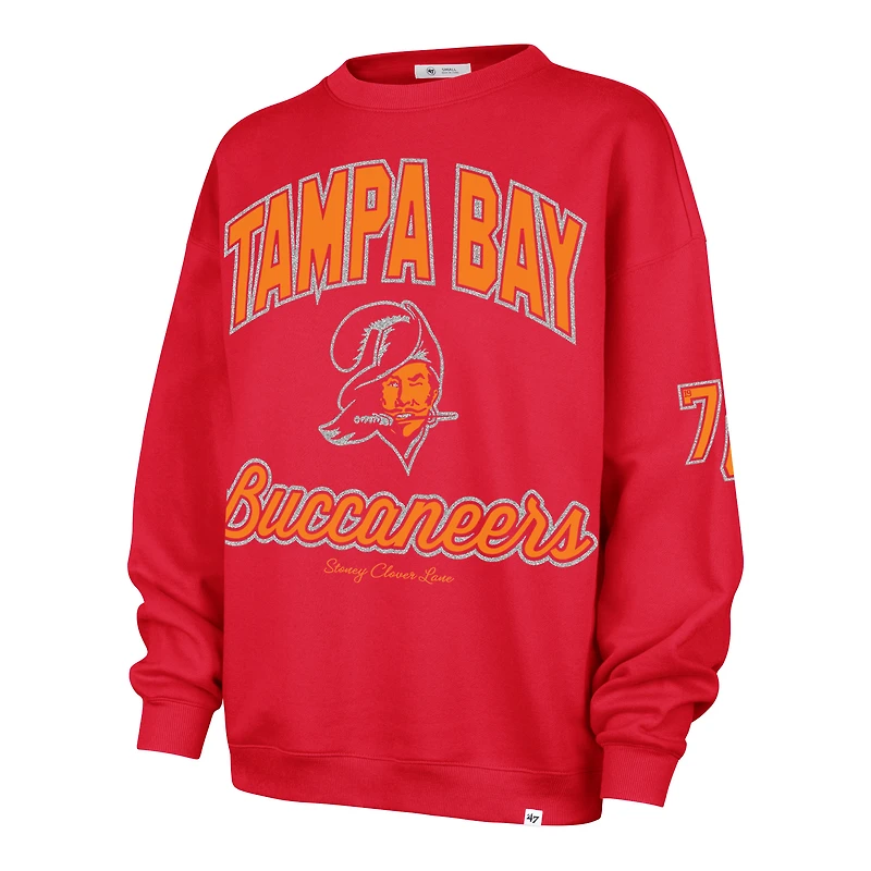 Women's '47 x Stoney Clover Red Tampa Bay Buccaneers Lane Glitter Arch Oversized Sweatshirt