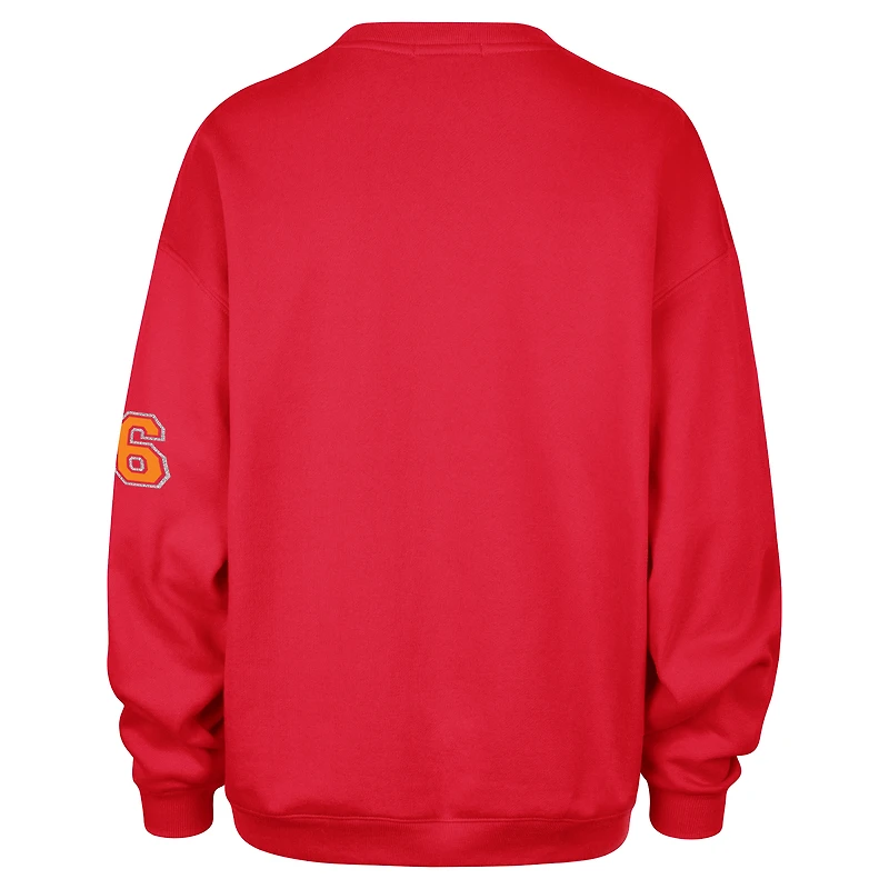 Women's '47 x Stoney Clover Red Tampa Bay Buccaneers Lane Glitter Arch Oversized Sweatshirt