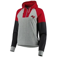 Sweat à capuche léger demi-zip Jackpot Raglan Antigua Heather Grey pour femme des Tampa Bay Buccaneers