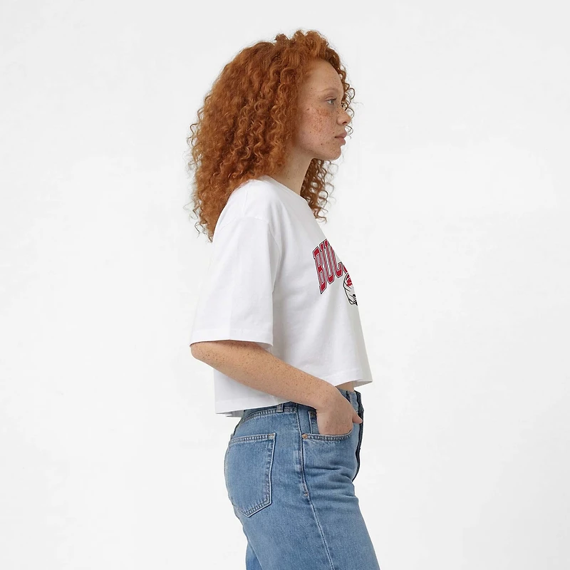 Women's Champion  White Tampa Bay Buccaneers Boyfriend Cropped T-Shirt