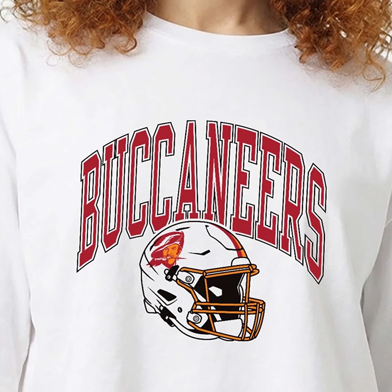 Women's Champion  White Tampa Bay Buccaneers Boyfriend Cropped T-Shirt