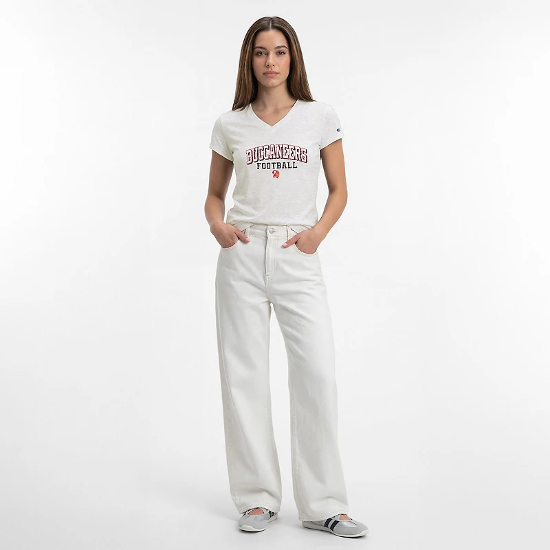 T-shirt à col en V Champion blanc pour femmes des Tampa Bay Buccaneers Triumph Tri-Blend