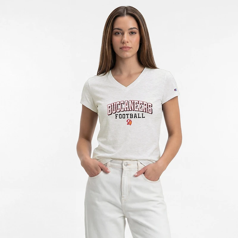 Women's Champion White Tampa Bay Buccaneers Triumph Tri-Blend V-Neck T-Shirt
