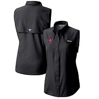 Chemise boutonnée sans manches Columbia noire Tampa Bay Buccaneers PFG Tamiami Omni-Shade pour femme