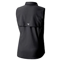 Chemise boutonnée sans manches Columbia noire Tampa Bay Buccaneers PFG Tamiami Omni-Shade pour femme