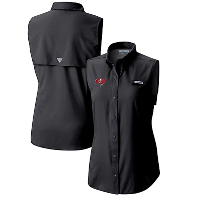 Chemise boutonnée sans manches Columbia blanche Tampa Bay Buccaneers PFG Tamiami Omni-Shade pour femme
