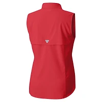 Chemise boutonnée sans manches Columbia rouge Tampa Bay Buccaneers PFG Tamiami Omni-Shade pour femme