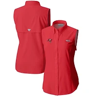 Chemise boutonnée sans manches Columbia rouge Tampa Bay Buccaneers PFG Tamiami Omni-Shade pour femme
